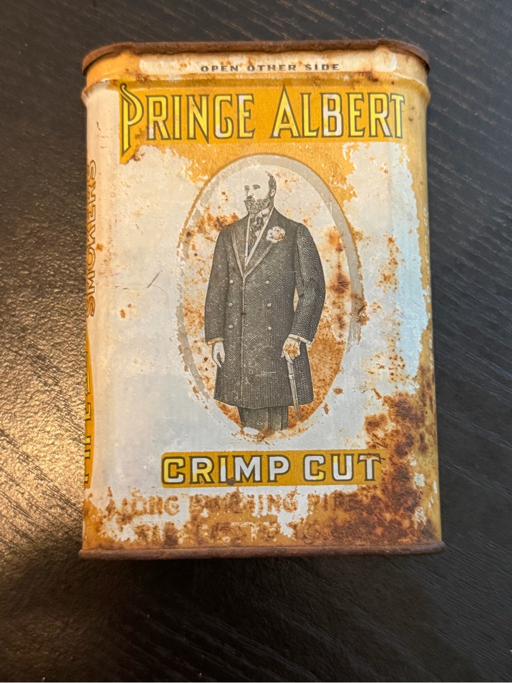 Vintage Prince Albert Yellow Crimp Cut Tobacco Empty Tin